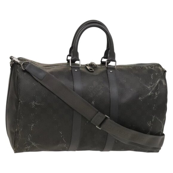 LOUIS VUITTON Damier Carbon Keepall 45 Boston Bag Black - Picture 1 of 16